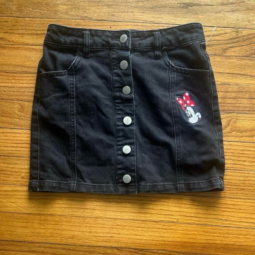 Disney Minnie Mouse Black Denim Mini Skirt Girls M Cute Y2K Casual Style